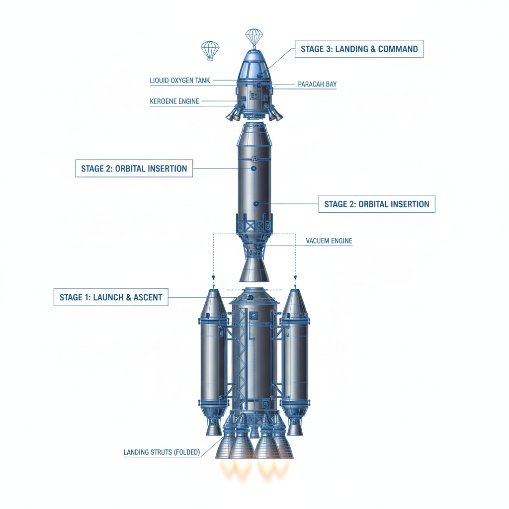 Three-Stage Rocket Diagram